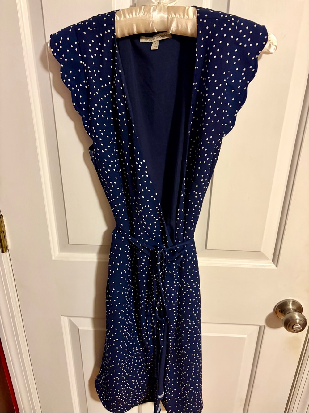 41 Hawthorn Navy Blue Polka Dot Wrap Dress